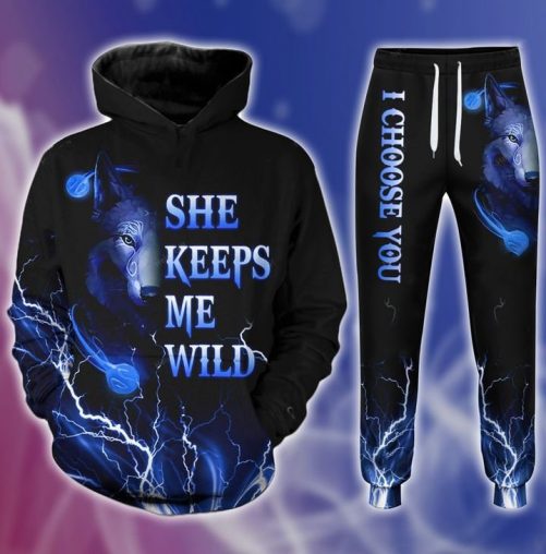 Wolf Couple Hoodie And Sweatpants Set