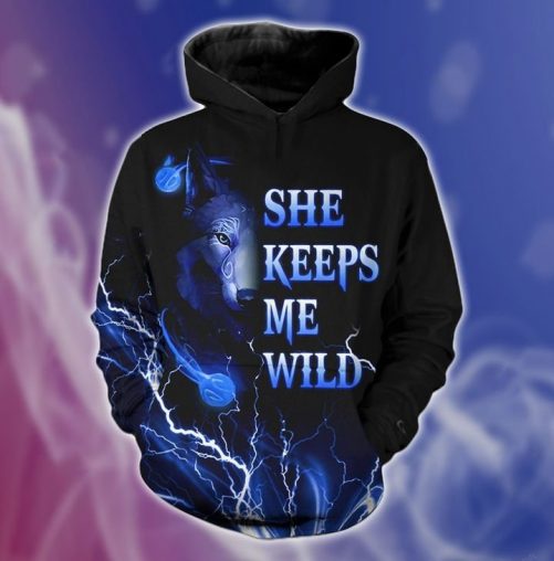 Wolf Couple Hoodie And Sweatpants Set