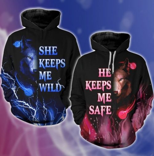 Wolf Couple Hoodie And Sweatpants Set