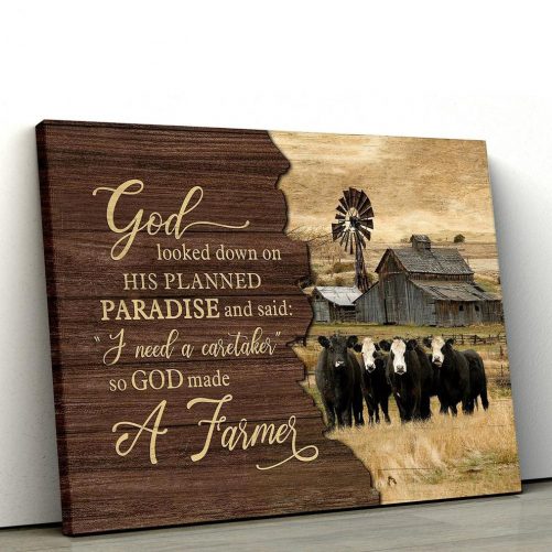 Cow Green Meadow God Looked Down On His Planned Paradise Large Canvas Christian Wall Art