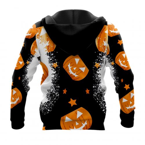 Halloween Pumpkin Momster Mom Bun Hair Hoodie MK backt