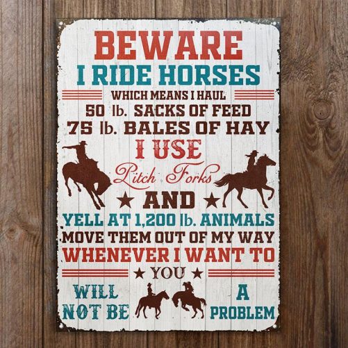 Horse Beware I Ride Horse Custom Classic Metal Signs Mockup 01 HT144 NGO275 1024x1024@2x