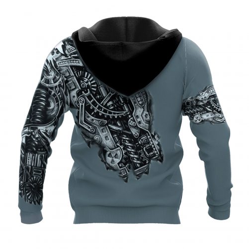 Mechanic 3D Hoodie Mechanic Metal Tattoo back