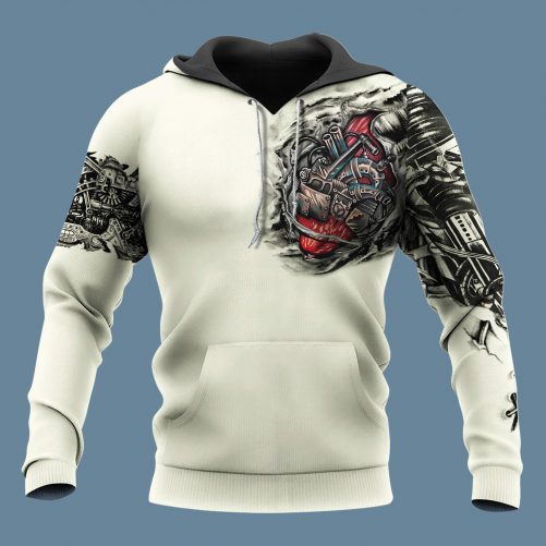 Mechanic 3D Mechanic Metal Tattoo 3D Hoodie Kem 1FZH