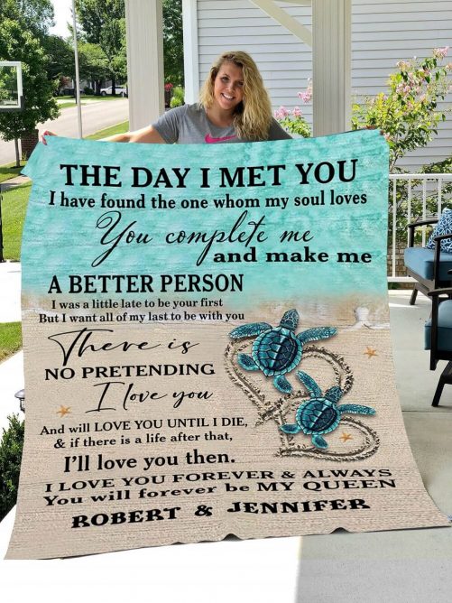 Personalized Couple I Love You To The Beach Sea Turtle Blanketmk1