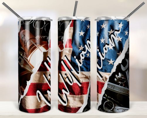 Personalized Mechanic Skinny Tumbler Patriotic American Automotive Tools 1