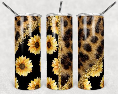 Personalized Sunflower Skinny Tumbler Leopard Sunflower 1