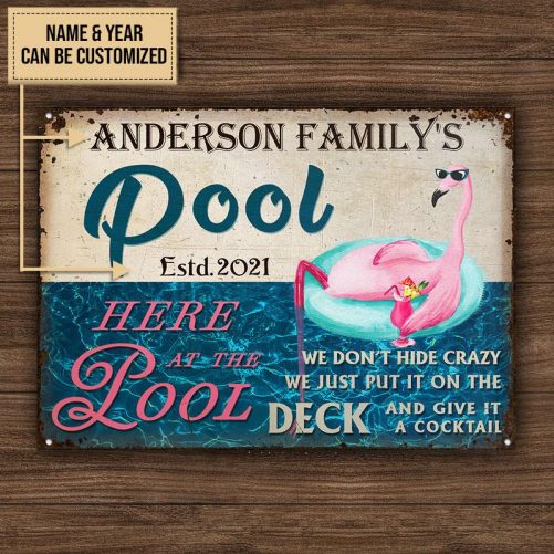 Personalized Swimming Pool Flamingo Hide Crazy Customized Classic Metal Signs 606 Nellie  mockup 1 1024x1024@2x