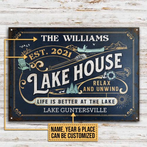 PersonalizedLakeHouseLifeBetterCustomizedClassicMetalSignsMk2 1024x1024@2x