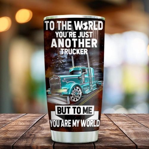 Trucker My World Personalized Stainless Steel Tumbler 1