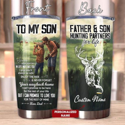 gifts for son wherever your journey in life hunting tumbler personalized name 20oz 325 1024x1024