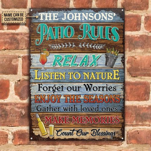 patio metal signs