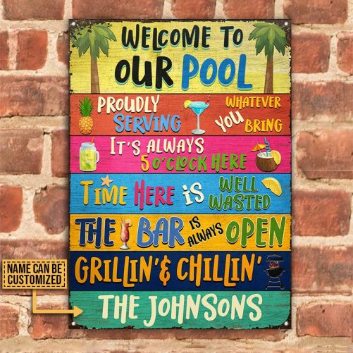 pool metal sign
