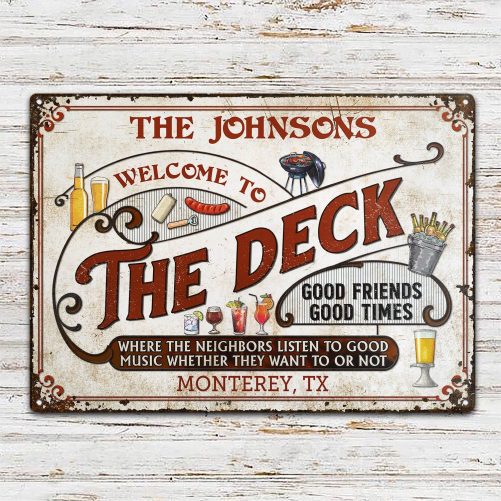 the deck metal sign