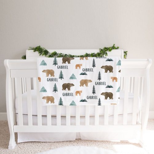 Bears and Mountains Personalized Baby Blanket 2
