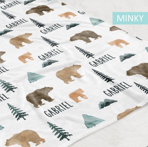 Bears and Mountains Personalized Baby Blanket 3