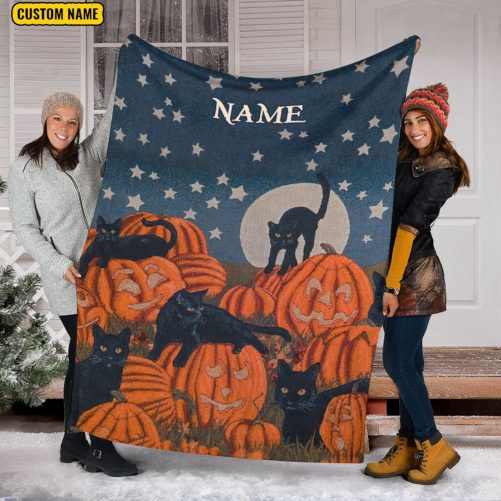 Black Cat Halloween Blanket
