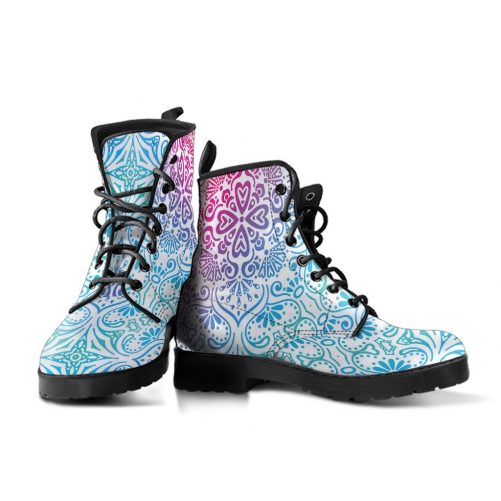 Bohemian Rainbow White Vegan Leather Boots 2