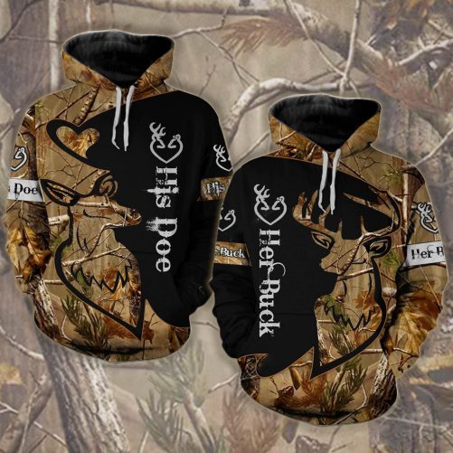 Buck n Doe Deer Hunting I Choose You Hoodie Combo Brown 1