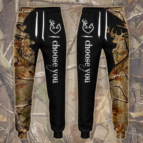 Buck n Doe Deer Hunting I Choose You Hoodie Combo Brown 3