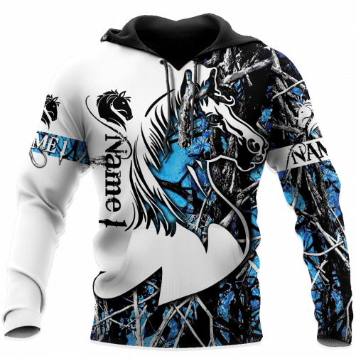 Couple Horse 3D All Over Printed blue
