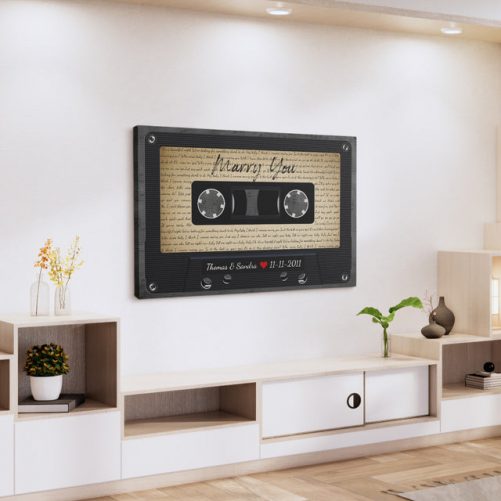 Custom Song Lyrics Customizable Name Date Song Name Cassette Tape Canvas