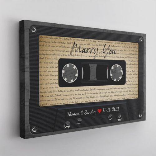 Custom Song Lyrics Customizable Name Date Song Name Cassette Tape Canvas Wall Art