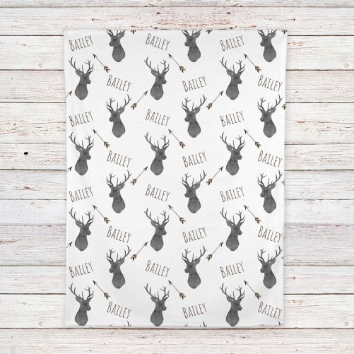 Deer baby blanket Woodland blanket Personalized baby boy blanket Fleece 4