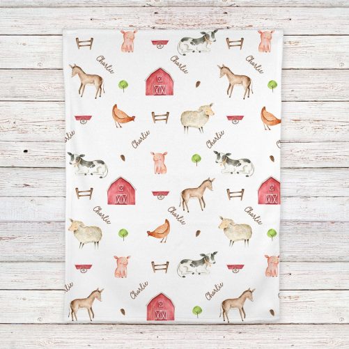 Farm Animals Personalized Baby Blanket 3