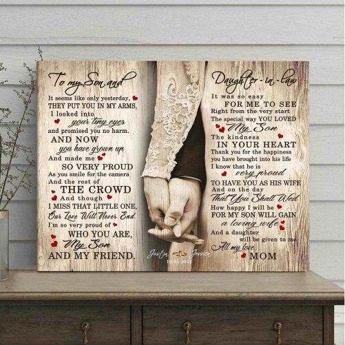 Gifts For Sons From Mothers With Hand In Hand Canvas Prints Wedding Gift Ideas For Bride And Groom 1