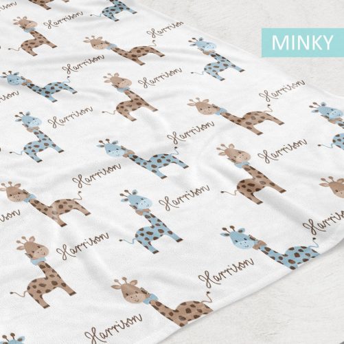 Giraffe Personalized Baby Boy Blanket 3