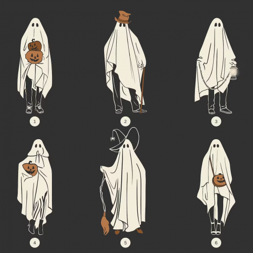 Halloween Ghost Family With Pets Custom Family Portrait Halloween Decor Sign 0