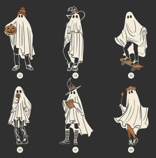 Halloween Ghost Family With Pets Custom Family Portrait Halloween Decor Sign 2 1