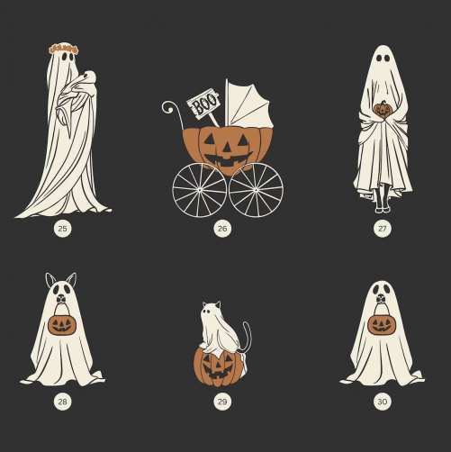 Halloween Ghost Family With Pets Custom Family Portrait Halloween Wall Art Canvas 5