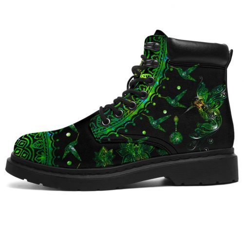 Hummingbird With Mandala Galaxy Green Asboot Vegan Boots All Season Boots