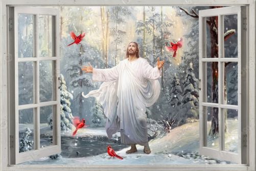 Jesus Canvas Wall Art Walking With Jesus Into The Winter Forest