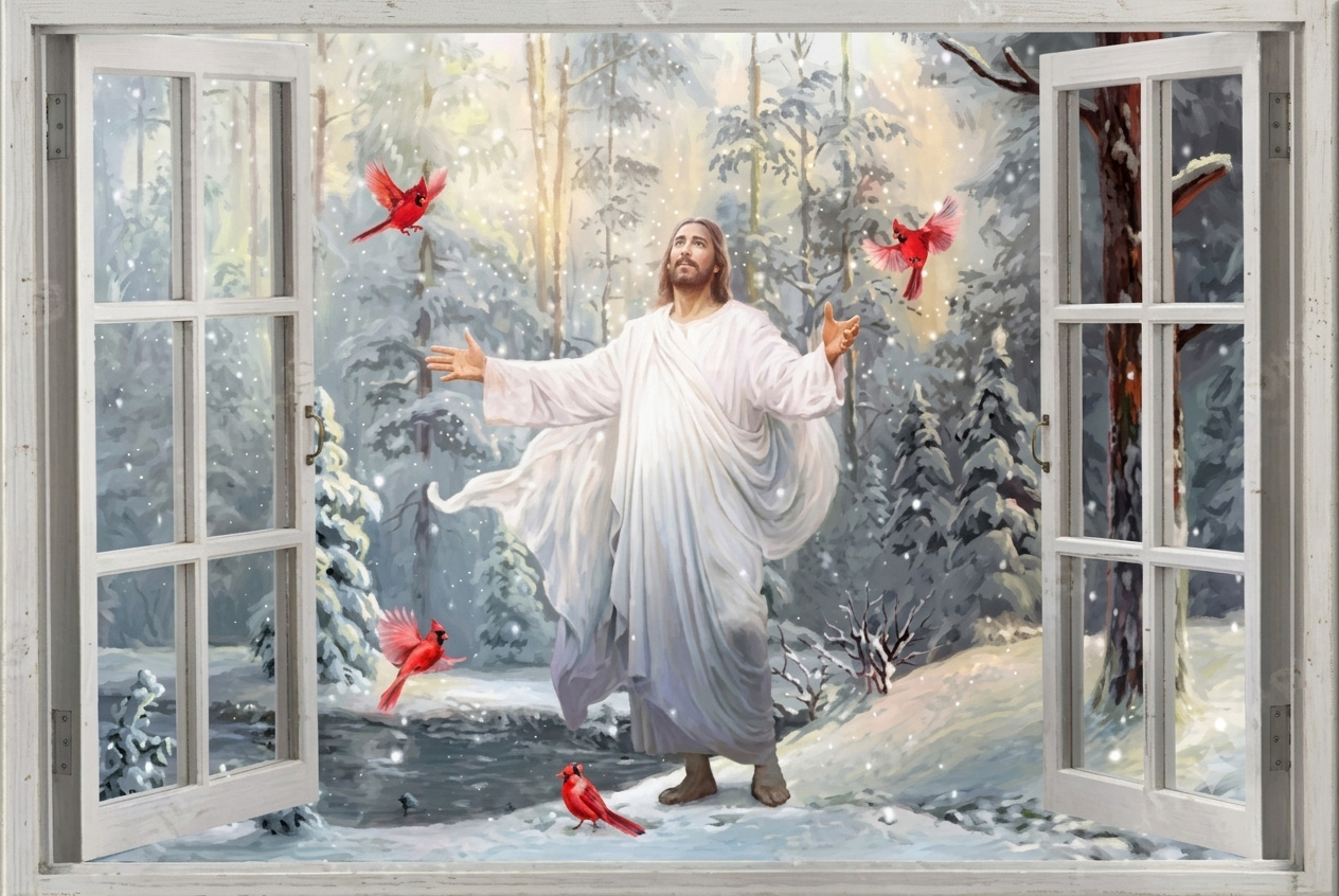 Jesus Canvas Wall Art Walking With Jesus Into The Winter Forest