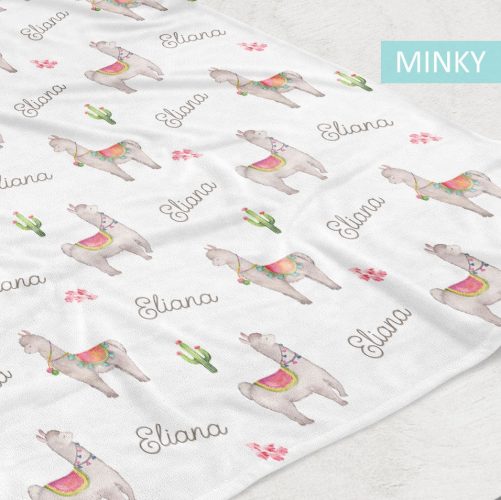 Llama Personalized Fleece Baby Girl Blanket 3
