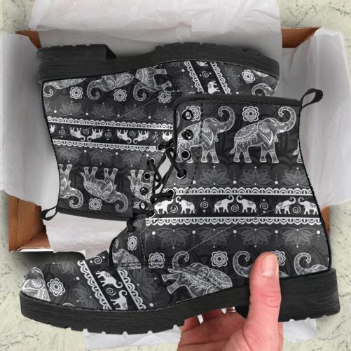 Mandala Elephant Leather Boots