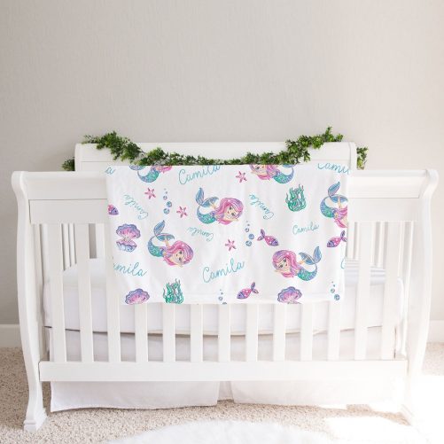 Mermaid personalized fleece baby blanket 2
