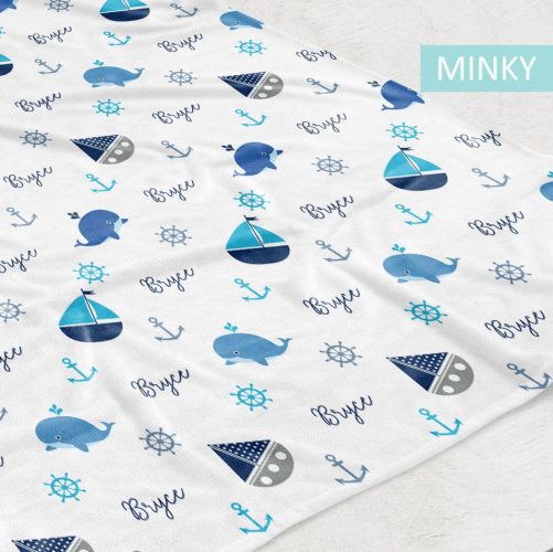 Nautical Fleece Personalized Baby Boy Blanket 1