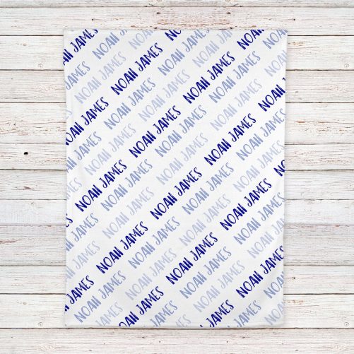 Personalized Baby Boy Name Blanket Shades of blue 1