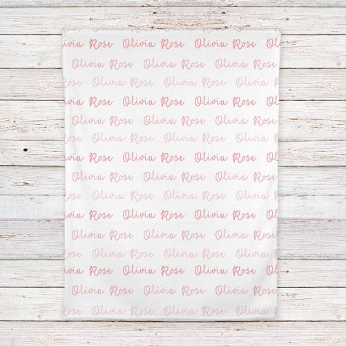 Personalized Baby Girl Name Blanket Coral 3