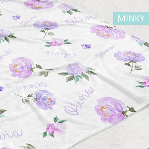 Personalized Baby Girl Name Blanket Light purple floral 2