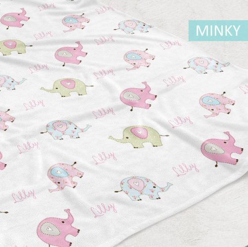 Personalized Elephant Fleece Baby Blanket Pink Shabby Chic Girls print 2