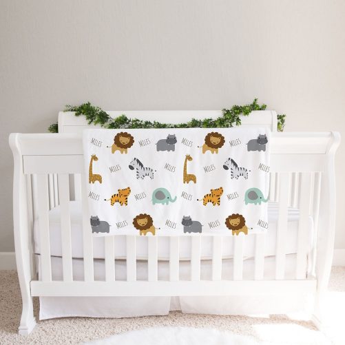 Personalized Fleece Safari Animals Baby Blanket 2
