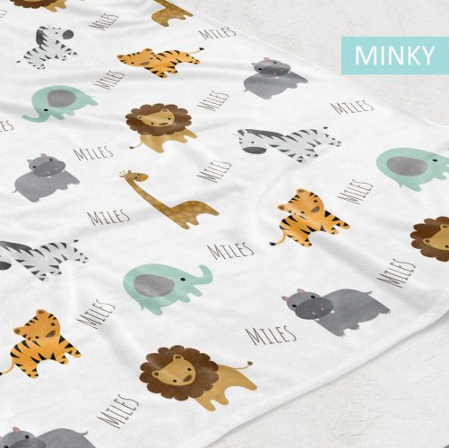Personalized Fleece Safari Animals Baby Blanket 3