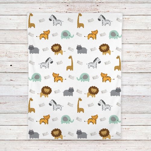 Personalized Fleece Safari Animals Baby Blanket 4