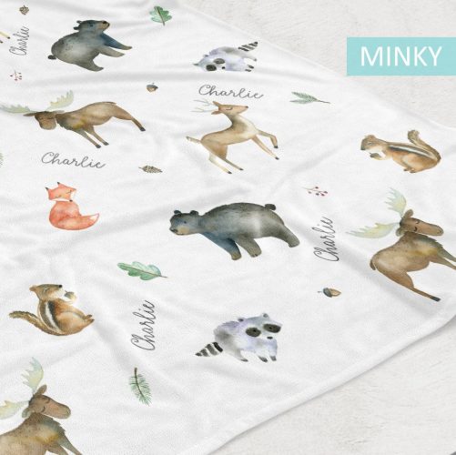 Woodland Animals Personalized Baby Blanket 3