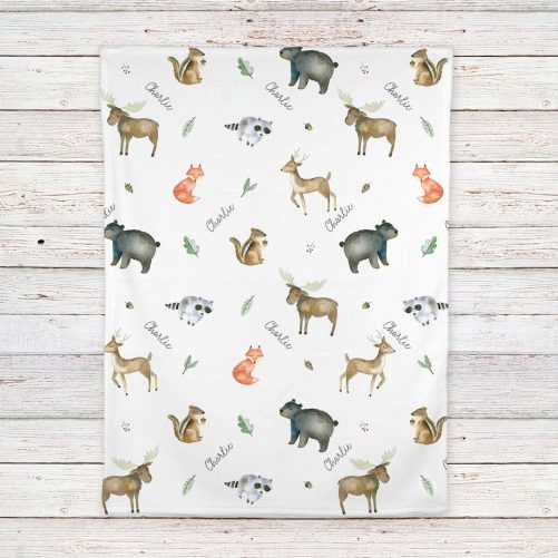 Woodland Animals Personalized Baby Blanket 4